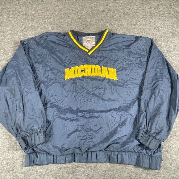 Genuine Stuff Other - VTG Michigan Wolverines Jacket Mens‎ XL Blue Pullover Windbreaker Football 90s